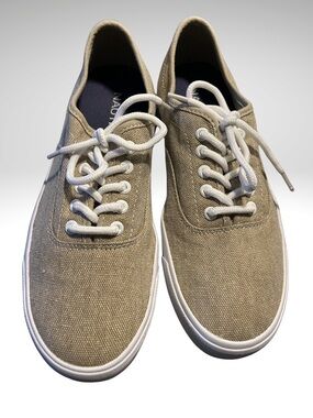 Nautica Men's Canvas Lace-Up Sneakers in Tan with White Soles